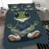 Cartoon frog with big eyes wearing white and brown shoes bedding set