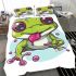 Cartoon frog with its tongue sticking bedding set