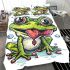 Cartoon frog with its tongue sticking bedding set