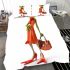 Cartoon frog woman wearing a red dress bedding set