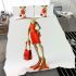 Cartoon frog woman wearing a red dress bedding set