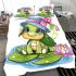 Cartoon happy baby turtle with a blue hat bedding set