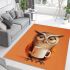 Cartoon owl holding an empty coffee cup area rugs carpet