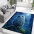 Cartoon owl in the moonlight cute baby blue eyes area rugs carpet