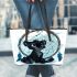 Cartoon panther and dream catcher kid drawing leather tote bag