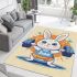 Cartoon style cute rabbit lifting barbells area rugs carpet