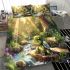 Cartoon style turtle rock in nature bedding set