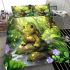 Cartoon style turtle rock in nature bedding set