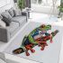 Cartoon tattoo design of a red eyed tree frog sitting on a branch area rugs carpet