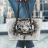 Cartoon white tiger and dream catcher kid pencil drawing leather tote bag