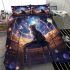 Cat in the celestial library bedding set