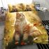 Cat lounging in the sunlit meadow bedding set