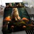 Cat on the enchanted mushroom hill bedding set