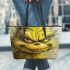 Cats and yellow grinchy smile toothless like leather tote bag