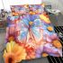 Colored butterfly surrounded by vibrant flowers bedding set