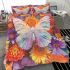 Colored butterfly surrounded by vibrant flowers bedding set