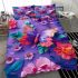 Colorful butterfly with flowers and leaves on purple bedding set