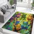 Colorful cartoon frogs hanging from tree branches in the jungle area rugs carpet