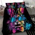 Colorful cartoon rabbit wearing sunglasses bedding set