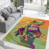 Colorful cartoon red eyed tree frog on the edge area rugs carpet