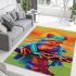 Colorful cartoon red eyed tree frog on the edge area rugs carpet