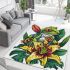 Colorful cartoon tree frog with lily flower area rugs carpet