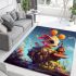 Colorful creature on floating island area rugs carpet