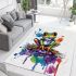 Colorful cute cartoon tree frog sits on a water puddle area rugs carpet