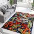 Colorful cute frog in the style of mesmerizing optical illusions area rugs carpet