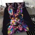 Colorful easter bunny wearing sunglasses bedding set