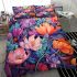 Colorful floral bouquet in vase bedding set