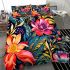 Colorful floral pattern on black bedding set