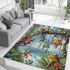 Colorful frogs hanging from tree branches in the jungle area rugs carpet