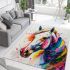 Colorful hair around horse's head area rugs carpet