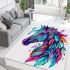 Colorful horse head with turquoise area rugs carpet