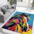 Colorful illustration of a horse head area rugs carpet