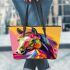 Colorful illustration of a horse head leather tote bag