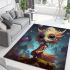 Colorful mermaid on rock with bubbles area rugs carpet