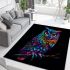 Colorful owl with glowing eyes perched area rugs carpet