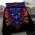 Colorful owl with glowing neon eyes bedding set