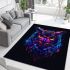 Colorful owl with glowing neon eyes area rugs carpet