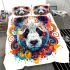 Colorful panda head symmetrical bedding set