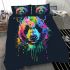 Colorful panda splatter painting with bright bedding set