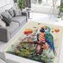 Colorful parrot in whimsical scene area rugs carpet