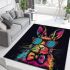 Colorful rabbit with sunglasses and bow tie area rugs carpet