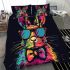 Colorful rabbit with sunglasses and bow tie bedding set