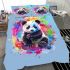 Colorful rainbow splash of color cute baby panda bedding set