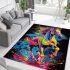 Colorful wild horse running full body area rugs carpet