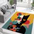 Contemplative cat and flowers area rugs carpet