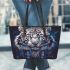 Cool white tiger with dream catcher leather tote bag